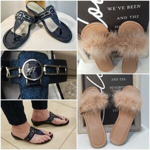 BOGO Sale- New Fur Trim Sandals + FREE Sparkly Glitter Chain Sandals